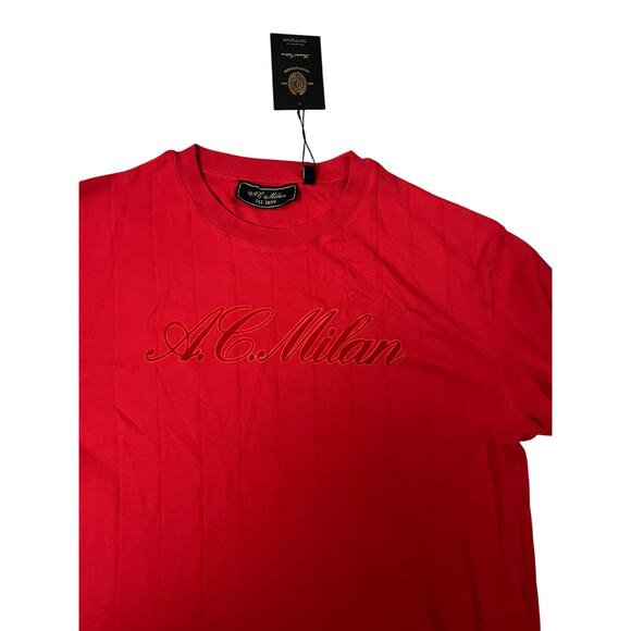 A.C. Milan Red Drop Needle Short Sleeve T-shirt Sz XL - Picture 4 of 7